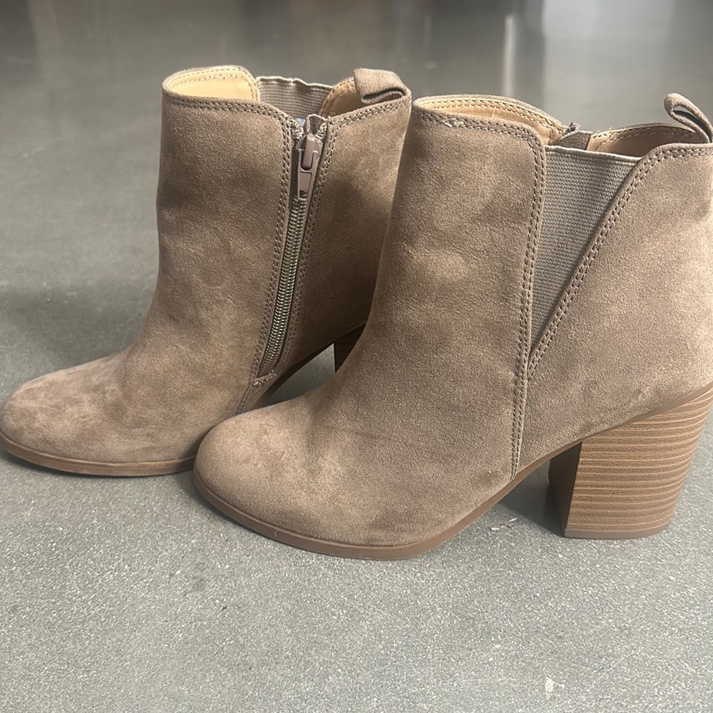 Express Taupe Faux Suede Ankle Booties